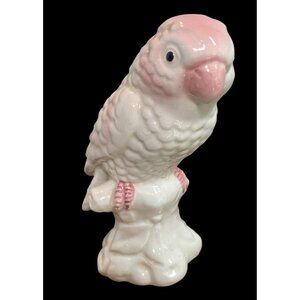 Vintage Casa Pupo Italian Ceramic Pink & White Cockatoo Bird Figurine on Tree St